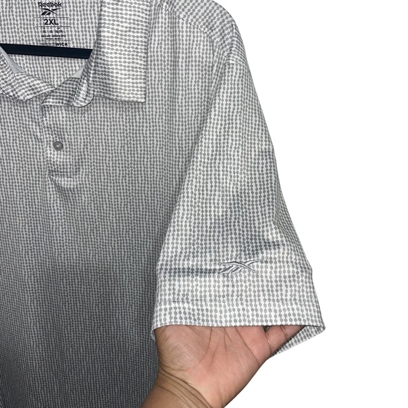 Reebok Speedwick Men's Polyester/ Spandex  Blend Taupe Gray/White Polo Sz 2XL - Picture 3 of 10